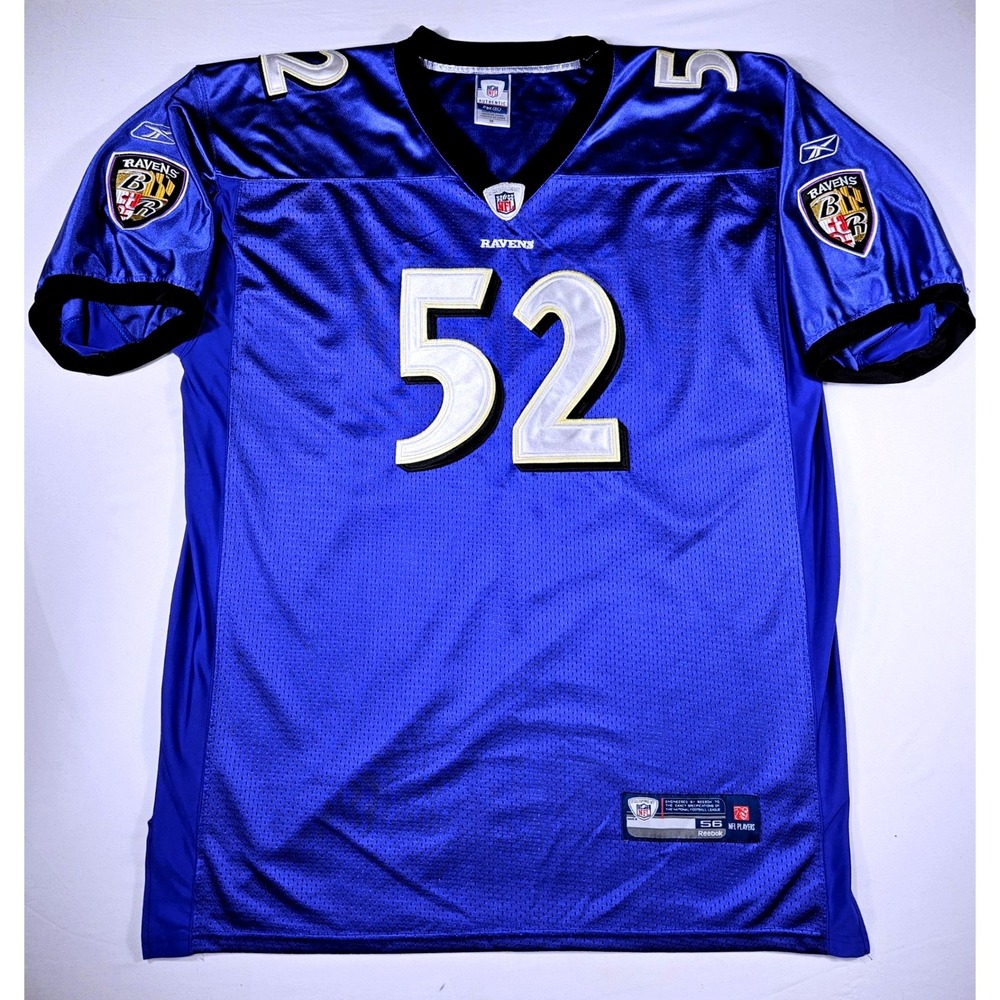 Ray Lewis Baltimore Ravens Reebok NFL Authentic Jersey Purple Size 56 Stitched
